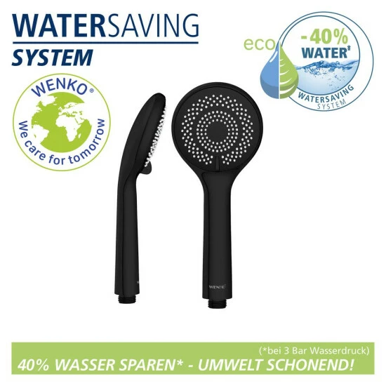 Wenko Duschkopf Watersaving Schwarz Matt 3 Wenko Duschkopf Watersaving Schwarz Matt