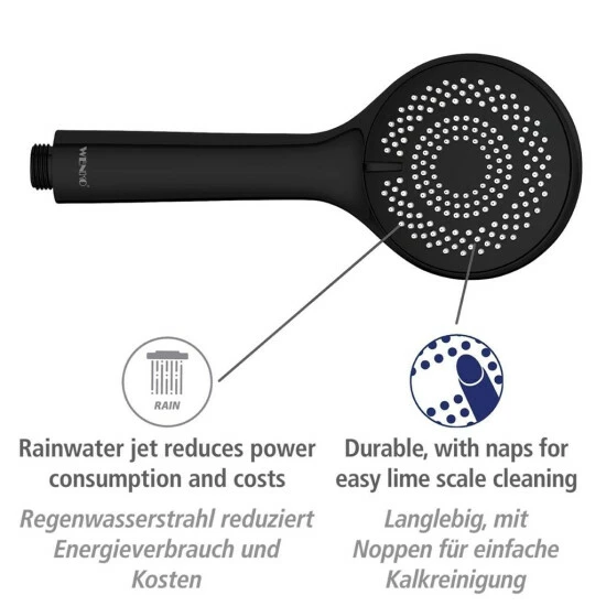 Wenko Duschkopf Watersaving Schwarz Matt 16 Wenko Duschkopf Watersaving Schwarz Matt – Bild 14