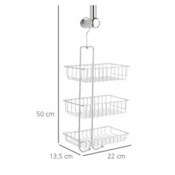 WENKO Duschregal Nivala, 3 Duschablagen, 22 X 15 X 50 Cm, Verchromt, Hängekorb Ohne Bohren | Inkl. 2er Set Reinigungsschwämme Gratis -Günstiges Wenko Geschäft unnamed file 3663