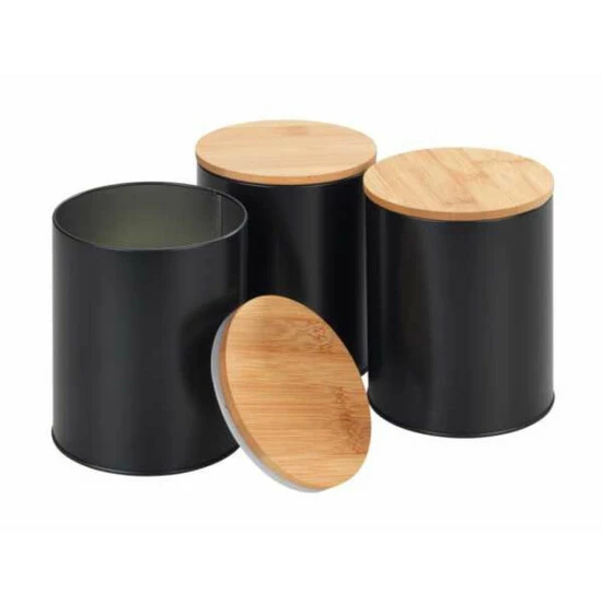 WENKO Brotkasten Set Mit 3 Vorratsdosen, Schwarz - Deckel Aus Bambus - 4-teiliges Vorratsset 8 WENKO Brotkasten Set Mit 3 Vorratsdosen, Schwarz - Deckel Aus Bambus - 4-teiliges Vorratsset – Bild 6