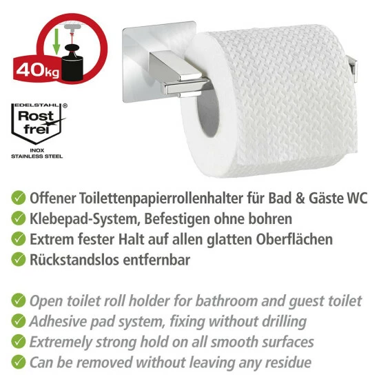 Wenko Turbo-Loc® Edelstahl Toilettenpapierhalter Ohne Deckel Quadro 10 Wenko Turbo-Loc® Edelstahl Toilettenpapierhalter Ohne Deckel Quadro – Bild 8