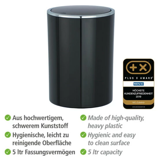 Wenko Schwingdeckeleimer Inca Black 5 Wenko Schwingdeckeleimer Inca Black – Bild 3