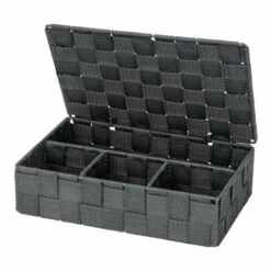 Wenko Aufbewahrungskorb Mit Deckel Adria Klein Dunkelgrau