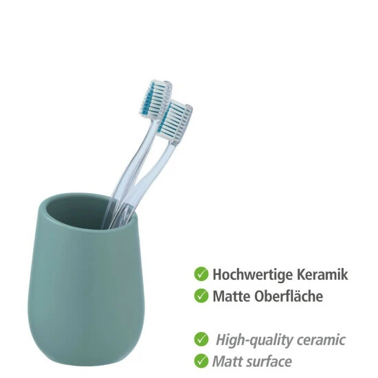 Wenko Zahnputzbecher Badi Blaugrau Keramik 6 Wenko Zahnputzbecher Badi Blaugrau Keramik – Bild 4