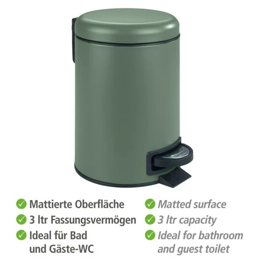 Wenko Kosmetik-Treteimer Leman Dunkelgrün 3 L 8 Wenko Kosmetik-Treteimer Leman Dunkelgrün 3 L – Bild 6