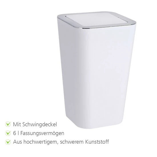WENKO Kosmetikeimer Candy, Weiß, Kleiner Schwingdeckel-Eimer Aus Bruchsicherem Kunststoff, BPA-frei, 18 X 28,5 X 18 Cm, 6,0 L | Inkl. 2er Set Reinigungsschwämme Gratis 3 WENKO Kosmetikeimer Candy, Weiß, Kleiner Schwingdeckel-Eimer Aus Bruchsicherem Kunststoff, BPA-frei, 18 X 28,5 X 18 Cm, 6,0 L | Inkl. 2er Set Reinigungsschwämme Gratis