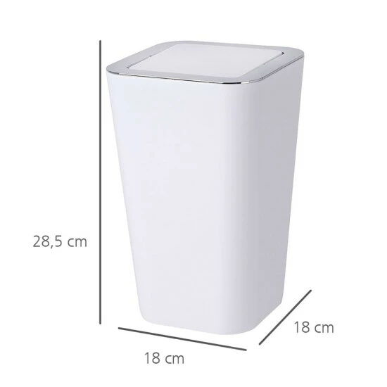 WENKO Kosmetikeimer Candy, Weiß, Kleiner Schwingdeckel-Eimer Aus Bruchsicherem Kunststoff, BPA-frei, 18 X 28,5 X 18 Cm, 6,0 L | Inkl. 2er Set Reinigungsschwämme Gratis 4 WENKO Kosmetikeimer Candy, Weiß, Kleiner Schwingdeckel-Eimer Aus Bruchsicherem Kunststoff, BPA-frei, 18 X 28,5 X 18 Cm, 6,0 L | Inkl. 2er Set Reinigungsschwämme Gratis – Bild 2