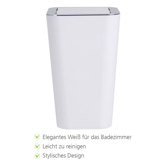 WENKO Kosmetikeimer Candy, Weiß, Kleiner Schwingdeckel-Eimer Aus Bruchsicherem Kunststoff, BPA-frei, 18 X 28,5 X 18 Cm, 6,0 L | Inkl. 2er Set Reinigungsschwämme Gratis 7 WENKO Kosmetikeimer Candy, Weiß, Kleiner Schwingdeckel-Eimer Aus Bruchsicherem Kunststoff, BPA-frei, 18 X 28,5 X 18 Cm, 6,0 L | Inkl. 2er Set Reinigungsschwämme Gratis – Bild 5