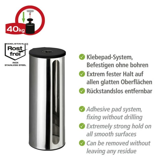 Wenko Turbo-Loc® Edelstahl Ersatzrollenhalter Detroit 9 Wenko Turbo-Loc® Edelstahl Ersatzrollenhalter Detroit – Bild 7