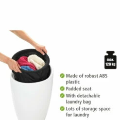 Wenko Hocker Candy White Matt, Mit Wäschesack -Günstiges Wenko Geschäft unnamed file 5199