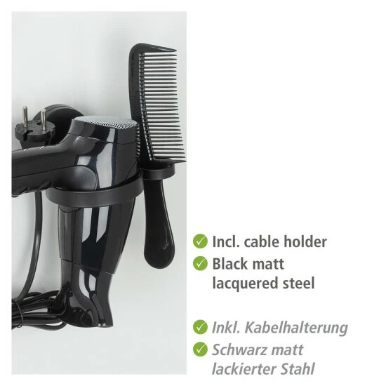 Wenko Static-Loc® Plus Haartrocknerhalter Pavia Schwarz 5 Wenko Static-Loc® Plus Haartrocknerhalter Pavia Schwarz – Bild 3