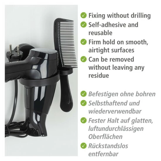 Wenko Static-Loc® Plus Haartrocknerhalter Pavia Schwarz 6 Wenko Static-Loc® Plus Haartrocknerhalter Pavia Schwarz – Bild 4