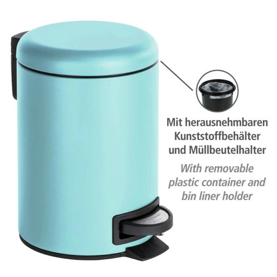 Wenko Kosmetik Treteimer Leman Blau & Reinigungsschwamm, 2er Set 7 Wenko Kosmetik Treteimer Leman Blau & Reinigungsschwamm, 2er Set – Bild 5