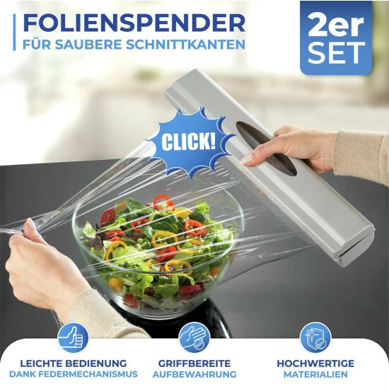 Wenko Folienschneider Perfect Cutter L Lichtgrau 2er Set 5 Wenko Folienschneider Perfect Cutter L Lichtgrau 2er Set – Bild 3