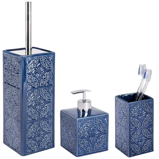 WENKO Badaccessoires Set, 3-teilig CORDOBA DARK BLUE 3 WENKO Badaccessoires Set, 3-teilig CORDOBA DARK BLUE