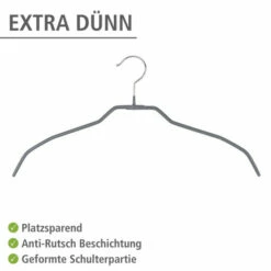 WENKO 20er Set Kleiderbügel Alessia - Rutschfester Formbügel, Gummiert, Grau -Günstiges Wenko Geschäft unnamed file 5727