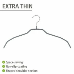 WENKO 20er Set Kleiderbügel Alessia - Rutschfester Formbügel, Gummiert, Grau -Günstiges Wenko Geschäft unnamed file 5739