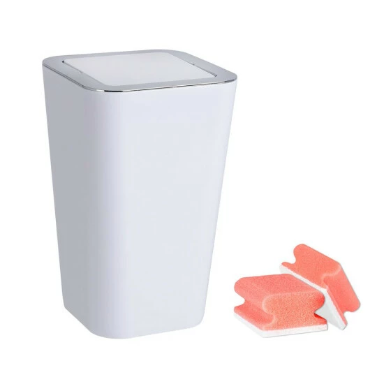 Wenko Schwingdeckeleimer Candy White & Reinigungsschwamm, 2er Set 6 Wenko Schwingdeckeleimer Candy White & Reinigungsschwamm, 2er Set – Bild 4