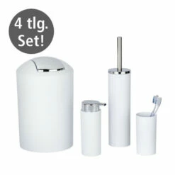 WENKO Badezimmer Set Calvo Weiß Matt, 4-teilig Aus Kunststoff | 4-teiliges Bad Accessoire Set -Günstiges Wenko Geschäft unnamed file 588