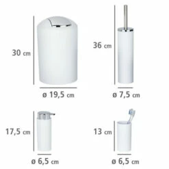 WENKO Badezimmer Set Calvo Weiß Matt, 4-teilig Aus Kunststoff | 4-teiliges Bad Accessoire Set -Günstiges Wenko Geschäft unnamed file 591