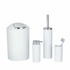 WENKO Badezimmer Set Calvo Weiß Matt, 4-teilig Aus Kunststoff | 4-teiliges Bad Accessoire Set -Günstiges Wenko Geschäft unnamed file 592
