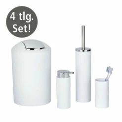 WENKO Badezimmer Set Calvo Weiß Matt, 4-teilig Aus Kunststoff | 4-teiliges Bad Accessoire Set -Günstiges Wenko Geschäft unnamed file 594