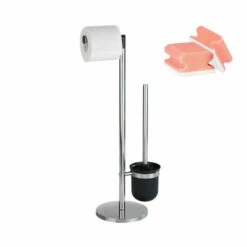 WENKO Stand-WC-Garnitur Parus, Edelstahl, Glänzend, Mit Auswechselbarem Bürstenkopf In Schwarz, 25,5 X 57 X 16,5 Cm | Inkl. 2er Set Reinigungsschwämme Gratis -Günstiges Wenko Geschäft unnamed file 6028