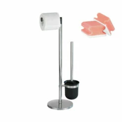 WENKO Stand-WC-Garnitur Parus, Edelstahl, Glänzend, Mit Auswechselbarem Bürstenkopf In Schwarz, 25,5 X 57 X 16,5 Cm | Inkl. 2er Set Reinigungsschwämme Gratis -Günstiges Wenko Geschäft unnamed file 6030