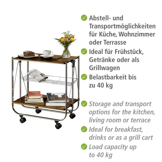 Wenko Servierwagen Dinett Deluxe Walnuss 9 Wenko Servierwagen Dinett Deluxe Walnuss – Bild 7