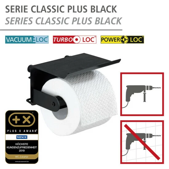 Wenko Toilettenpapierhalter Mit Ablage Classic Plus Black 7 Wenko Toilettenpapierhalter Mit Ablage Classic Plus Black – Bild 5