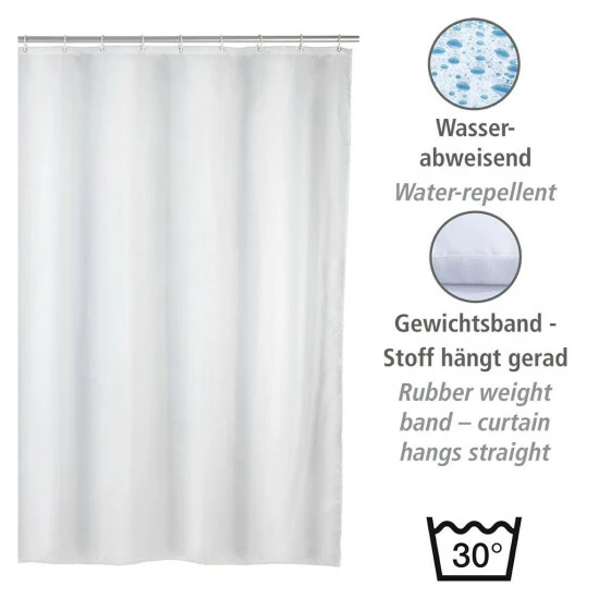 Wenko Anti-Schimmel Duschvorhang Uni White 6 Wenko Anti-Schimmel Duschvorhang Uni White – Bild 4