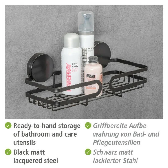 Wenko Static-Loc® Plus Wandablage Pavia Schwarz 5 Wenko Static-Loc® Plus Wandablage Pavia Schwarz – Bild 3