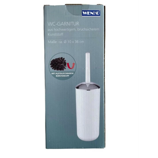 Wenko WC Garnitur Aus Kunststoff, Weiß-silber, Toilettenbürste Klobürste, Austauschbarer Bürstenkopf 6 Wenko WC Garnitur Aus Kunststoff, Weiß-silber, Toilettenbürste Klobürste, Austauschbarer Bürstenkopf – Bild 4