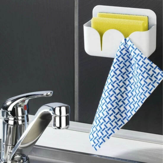 WENKO Schwammbox Inkl.10 Schwämme, Spülschwämme Schwammhalter Selbstklebend Weiß 7 WENKO Schwammbox Inkl.10 Schwämme, Spülschwämme Schwammhalter Selbstklebend Weiß – Bild 5