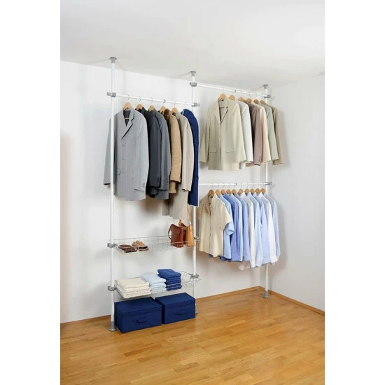 WENKO Teleskop-System Herkules Duo - Verstellbares Ordnungssystem, Garderoben-System, Stahl, 164-215 X 165-300 X 38 Cm, Wei 7 WENKO Teleskop-System Herkules Duo - Verstellbares Ordnungssystem, Garderoben-System, Stahl, 164-215 X 165-300 X 38 Cm, Wei – Bild 5