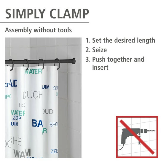 Wenko Teleskop-Duschstange Schwarz 110 - 185 Cm 3 Wenko Teleskop-Duschstange Schwarz 110 - 185 Cm
