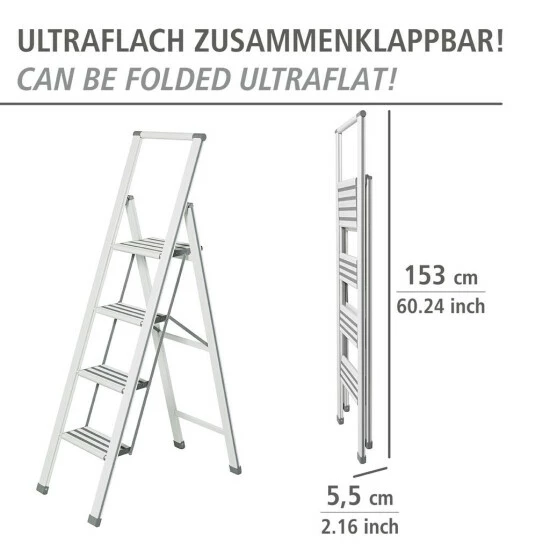 Wenko Alu-Design Klapptrittleiter 4-stufig Weiß 7 Wenko Alu-Design Klapptrittleiter 4-stufig Weiß – Bild 5