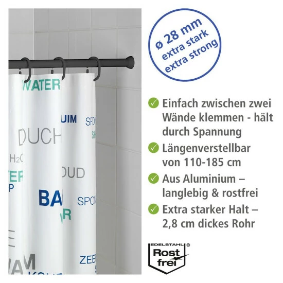 Wenko Teleskop-Duschstange Schwarz 110 - 185 Cm 5 Wenko Teleskop-Duschstange Schwarz 110 - 185 Cm – Bild 3