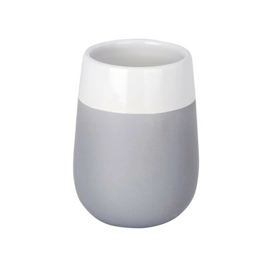 Wenko Zahnputzbecher Malta Grau/Weiß Keramik 3 Wenko Zahnputzbecher Malta Grau/Weiß Keramik