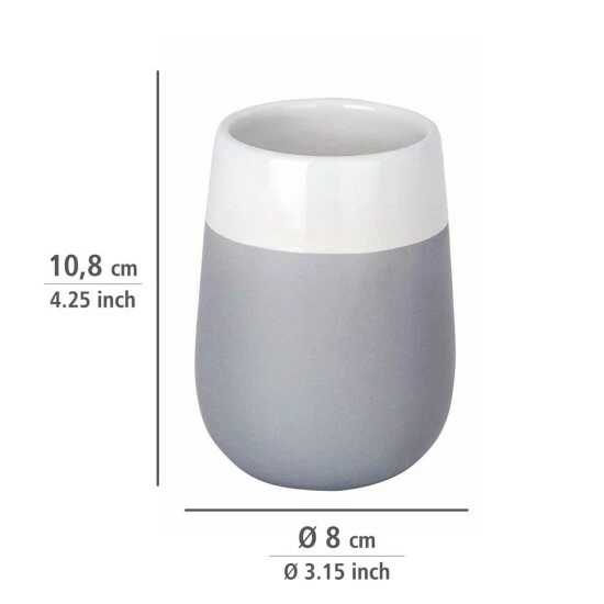 Wenko Zahnputzbecher Malta Grau/Weiß Keramik 6 Wenko Zahnputzbecher Malta Grau/Weiß Keramik – Bild 4