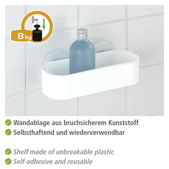 Wenko Static-Loc® Wandablage Osimo Weiß, 2er Set 5 Wenko Static-Loc® Wandablage Osimo Weiß, 2er Set – Bild 3