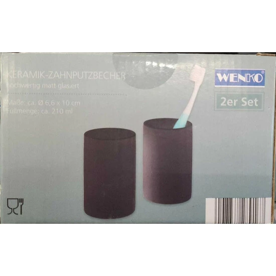 WENKO Keramik-Zahnputzbecher 2er Set, Schwarz 6 WENKO Keramik-Zahnputzbecher 2er Set, Schwarz – Bild 4