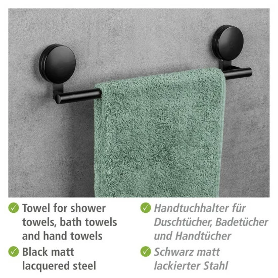 Wenko Static-Loc® Plus Badetuchstange Pavia Schwarz 10 Wenko Static-Loc® Plus Badetuchstange Pavia Schwarz – Bild 8