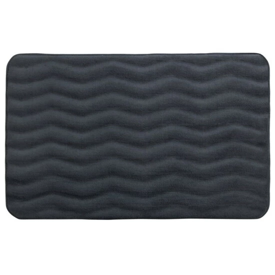Wenko Badteppich Memory Foam Waves Dunkelgrau 4 Wenko Badteppich Memory Foam Waves Dunkelgrau – Bild 2