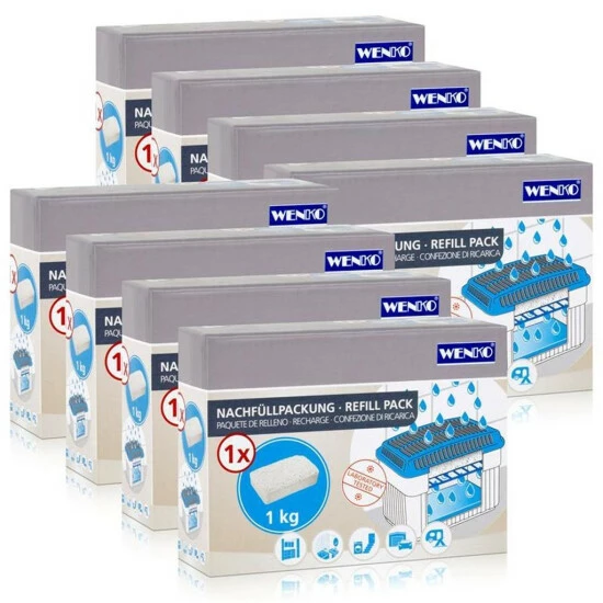 8x Wenko Nachfüllpackung Feuchtigkeitskiller Raum-Entfeuchter, 1kg Granulat 3 8x Wenko Nachfüllpackung Feuchtigkeitskiller Raum-Entfeuchter, 1kg Granulat