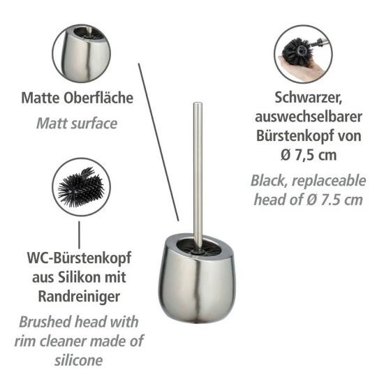 Wenko WC-Garnitur Badi Chrom Matt Keramik 4 Wenko WC-Garnitur Badi Chrom Matt Keramik – Bild 2
