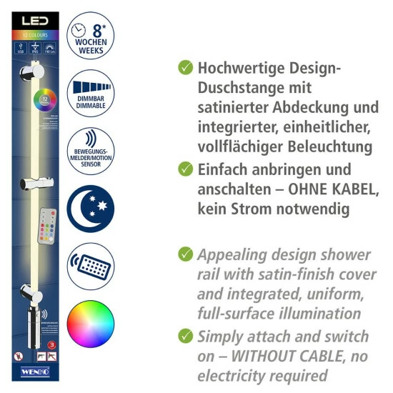 Wenko LED Duschstange 94 Cm RGB-Farbwechsel & Warmweiß 10 Wenko LED Duschstange 94 Cm RGB-Farbwechsel & Warmweiß – Bild 8