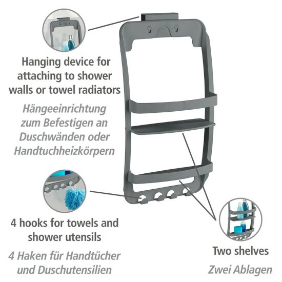 Wenko Badregal Universal, Anthrazit 4 Wenko Badregal Universal, Anthrazit – Bild 2