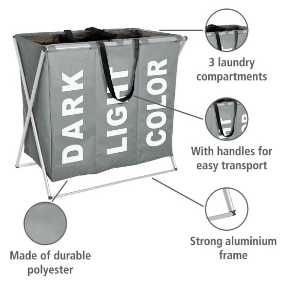 Wenko Wäschesammler Trio Grau 7 Wenko Wäschesammler Trio Grau – Bild 5