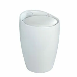 WENKO Wäschesammler & Badhocker Canaro Weiß, 120 Kg Tragkraft, Kunststoff (ABS)